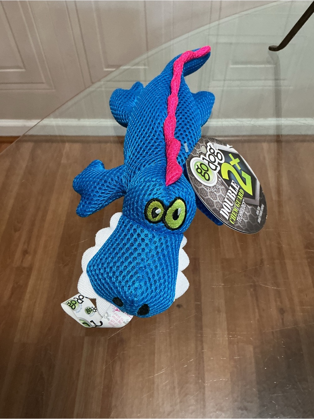 GoDog Blue Gator Squeaky Dog Toy w/Chew Guard Technology 10”